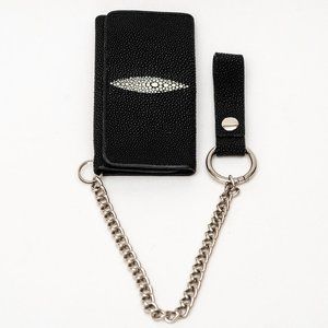 Stingray Leather Bikers Wallet with shark leather interior with Chain